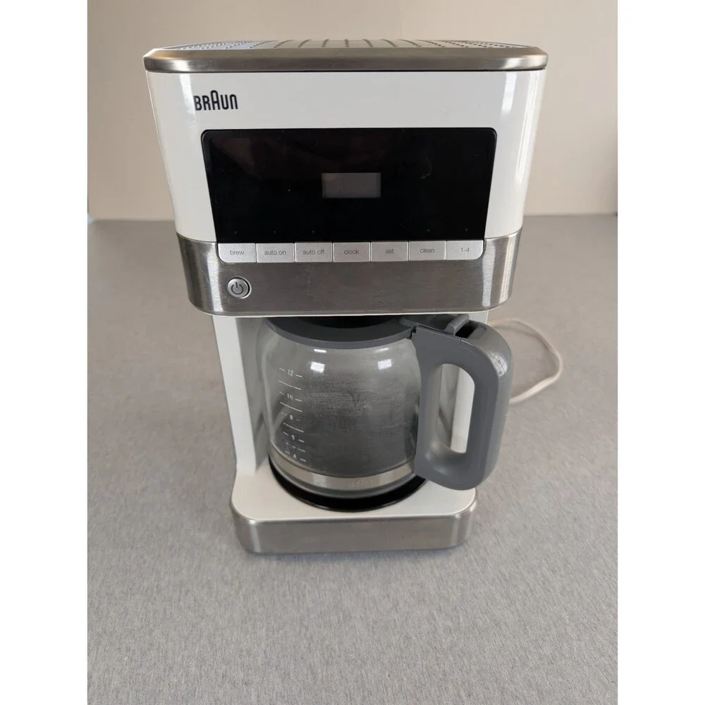 Braun BrewSense 12-Cup Programmable Drip Coffee Maker w/ Glass Carafe White